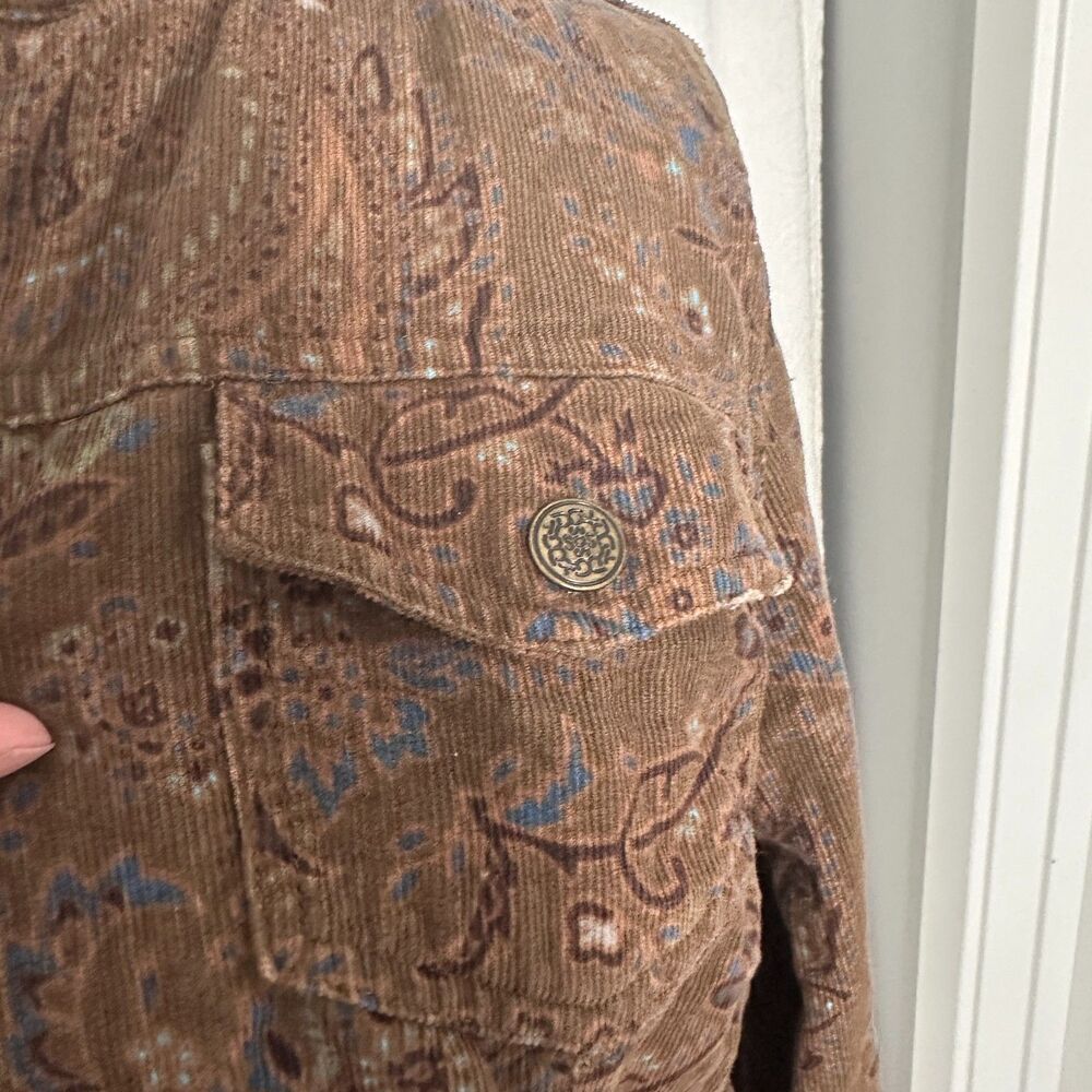 Western Boho Brown Corduroy Jacket Women's XL  Indie Paisley 98% Cotton - Picture 8 of 11